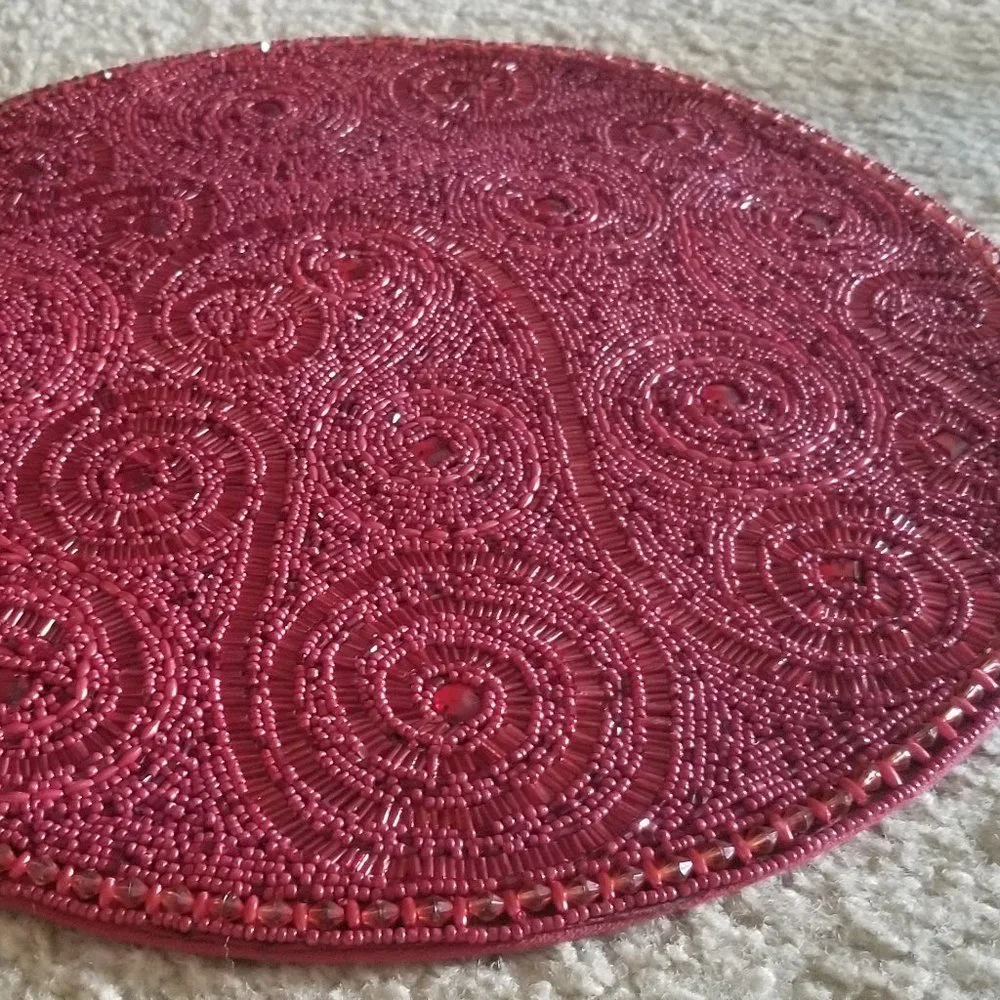 KIM SEYBERT RED CHRISTMAS HOLIDAY SCROLL BEADED 14